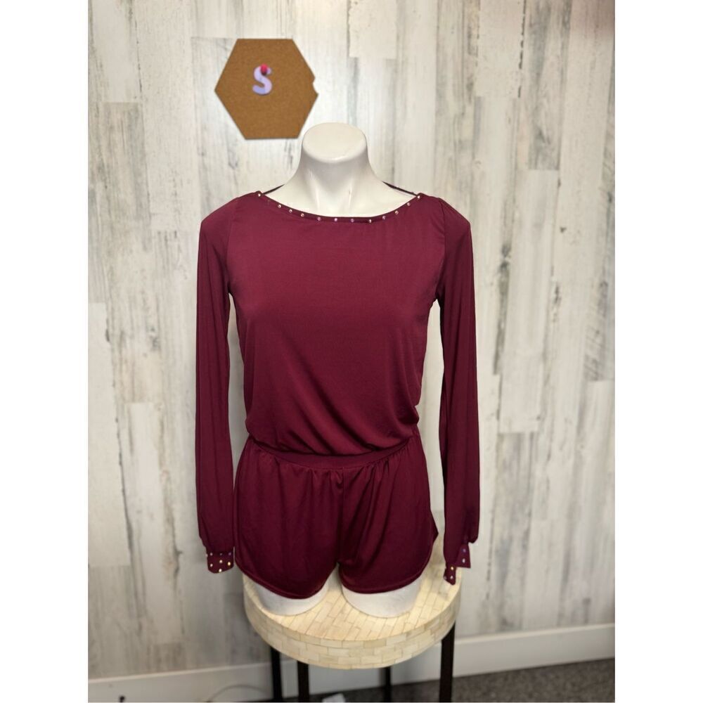 Burgundy backless romper